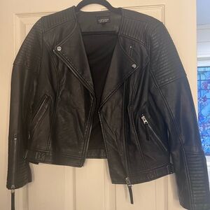 Topshop Quilted Black Leather Jacket